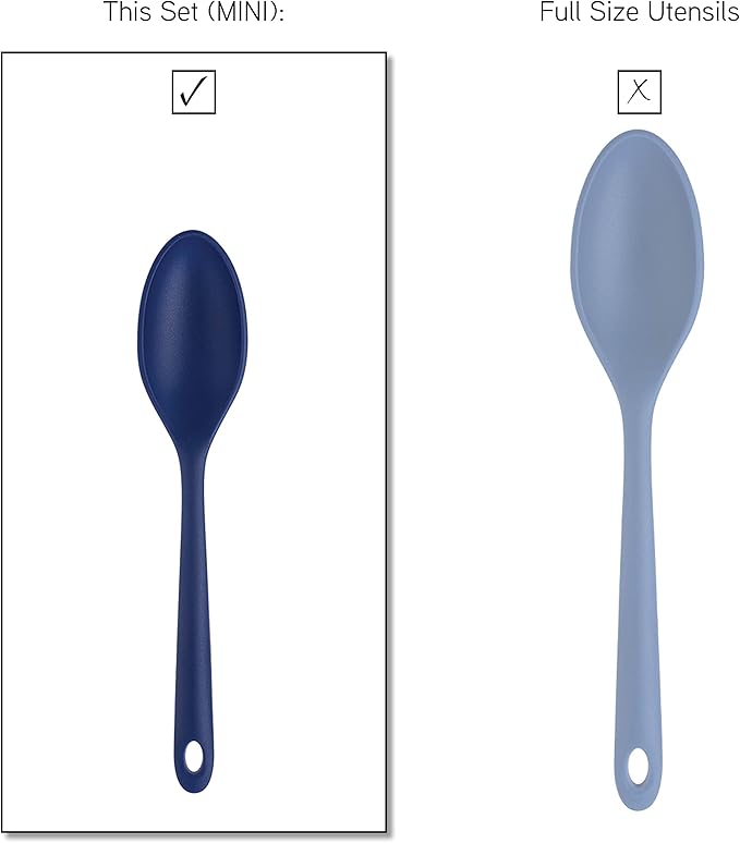 Cook With Color Kitchen Utensil Set - Silicone Kitchen Tools, Whisk, Tong, Spatula, Spoonula and Spoon, Navy Collection