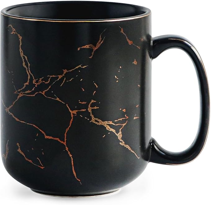 harebe 22 OZ Ceramic Extra Large Black Gold Marble Coffee Mug, Oversized Hot Tall Latte Mugs, Big Giant Cup for Men by harebe