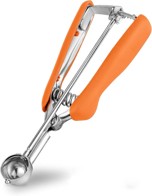 Extra Small Cookie Scoop, 1 Tsp Cookie Scoop, Mini Ice Cream Scoop for Melon Baller, Cookie Dough, 0.2oz/ 25mm, Easy Squeeze & Release, Orange