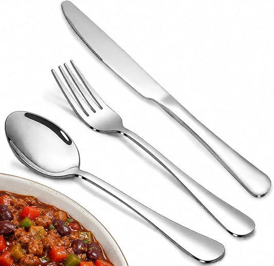 Silverware Set,SANTUO Stainless Steel Knives Spoon Forks Set for Home, Kitchen and Restaurant, Mirror Polished& Dishwasher Safe (12pcs-Silverware set) by SANTUO