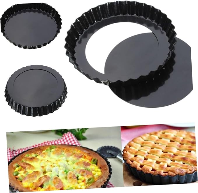 Ciieeo 2pcs Non-stick Baking Pan and Tart Molds for Pizza Cakes and Quiches Removable Bottom for Easy Release and Cleanup - Image 3
