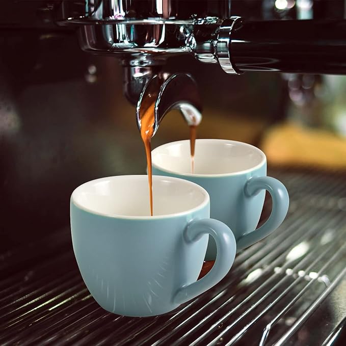 homEdge Mini Porcelain Espresso Cup, 3 Ounces / 90 ml Tiny Coffee Mugs Demitasse for Espresso, Tea- Set of 6, Light Blue