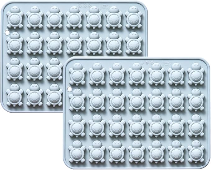 56 Cavities Unique Little Turtle Shape Candy & Chocolate Silicone Molds, Non-Stick, Baking Molds for Making Cake Decoration, Jelly, Cupcake, Ice Cubes, 2 Count