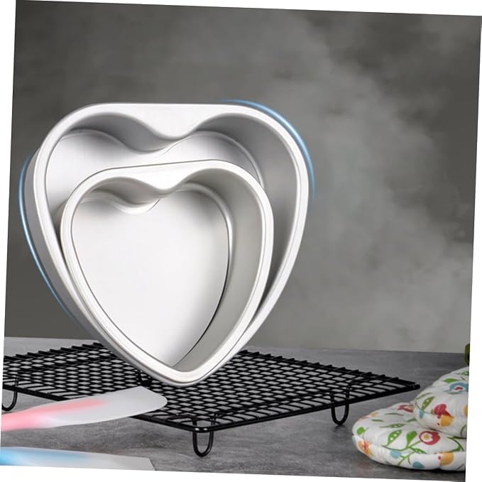 2pcs Heart Shaped Cake Pan Detachable Bottom Baking Molds for Homemade Cakes Aluminum Alloy Baking Trays for Birthdays and Special Occasions - Image 3