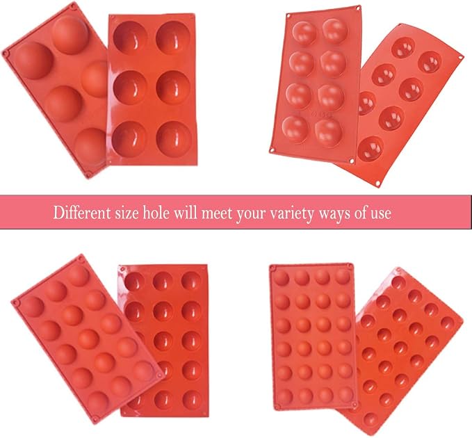 Semicircle Silicone Mold,Shxmlf Half Sphere Chocolate, Candy and Gummy Mold Teacake Bakeware Set for Cake Decoration Mousse Dome Jelly Ice Cream Bombe Cupcake Baking Mold, Assorted Size,Set of 4 - Image 3