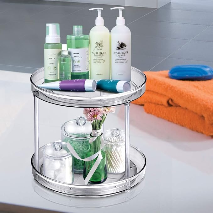 Amolliar Lazy Susan Organizer, 2 Tier 9 Inch, Rotating Turntable Organizer | Lazy Susan for Cabinet Fridge, Pantry Organizer, Spice Rack Condiment Organizer for Kitchen, Countertop Bathroom Vanity Tray - Image 4