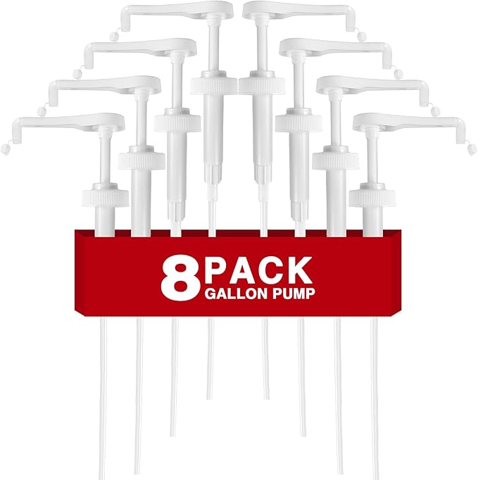8Pcs Gallon Jug Pump Dispenser, 38-400 Leak Proof Pump for Gallon Jug - Lotion Shampoo Pump Cap Included, Fits 1 Gallon Bottle 64oz 128oz Shampoo Laundry Detergent Containers