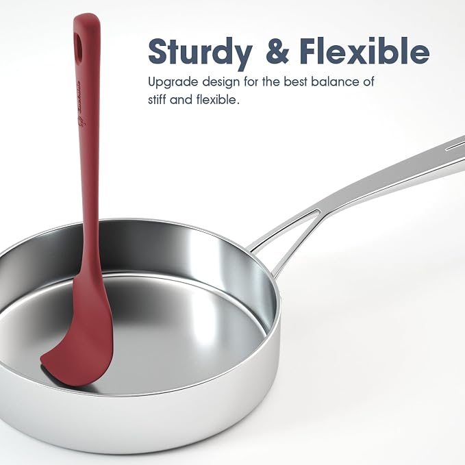 ChefAide 5 Pieces Silicone Spatula Set, Food Grade Rubber Spatula, Upgrade Strong Handle with Ergonomic Grip, Heat Resistant Up to 600°F for Nonstick Cookware, Cooking - Image 4