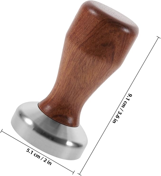 Stainless Steel Coffee Tamper with Wood Handle Flat Base Heavy-duty Espresso Powder Press Tool for Home Use Coffee Making