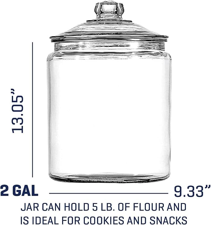 Anchor Hocking Heritage Hill Glass Jar with Lid, 2 Gallon Capacity, with 2 Chalkboard Labels and Chalk - Image 3