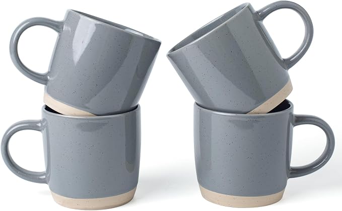 famiware Coffee Mugs for 4, 13 oz Mug Set, Drinking Cup with Handle for Coffee, Tea, Cocoa, Milk, Milkyway Serise, Dark Gray by Famiware