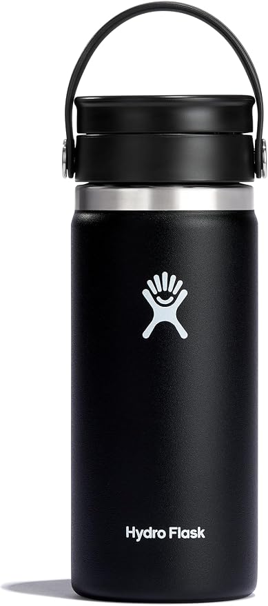 Hydro Flask Water Bottle - Insulated Stainless Steel - Wide Mouth Flex Lid, Non Spill, Leakproof and Refillable in 16 Oz Black by Unknown