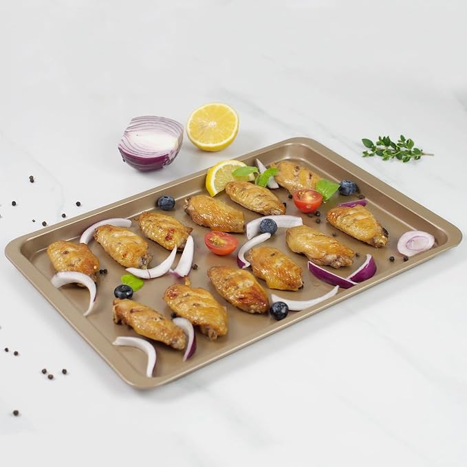 14.5” x 10” Carbon Steel Sheet Pan for Baking or Roasting, Cookie Sheets for Oven, Cookie Pastry Baking Tray, Nonstick Bakeware Pans with Grips - Image 3