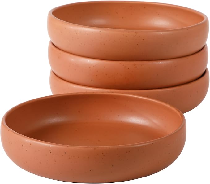 Bloomhouse - Two Time Oprah's Favorite Things Winner - Corsica Clay 4-Piece Dinner and Pasta Bowl Set – Burnt Apricot Terracotta Stoneware for Meals, Serving & Everyday Use by Unknown