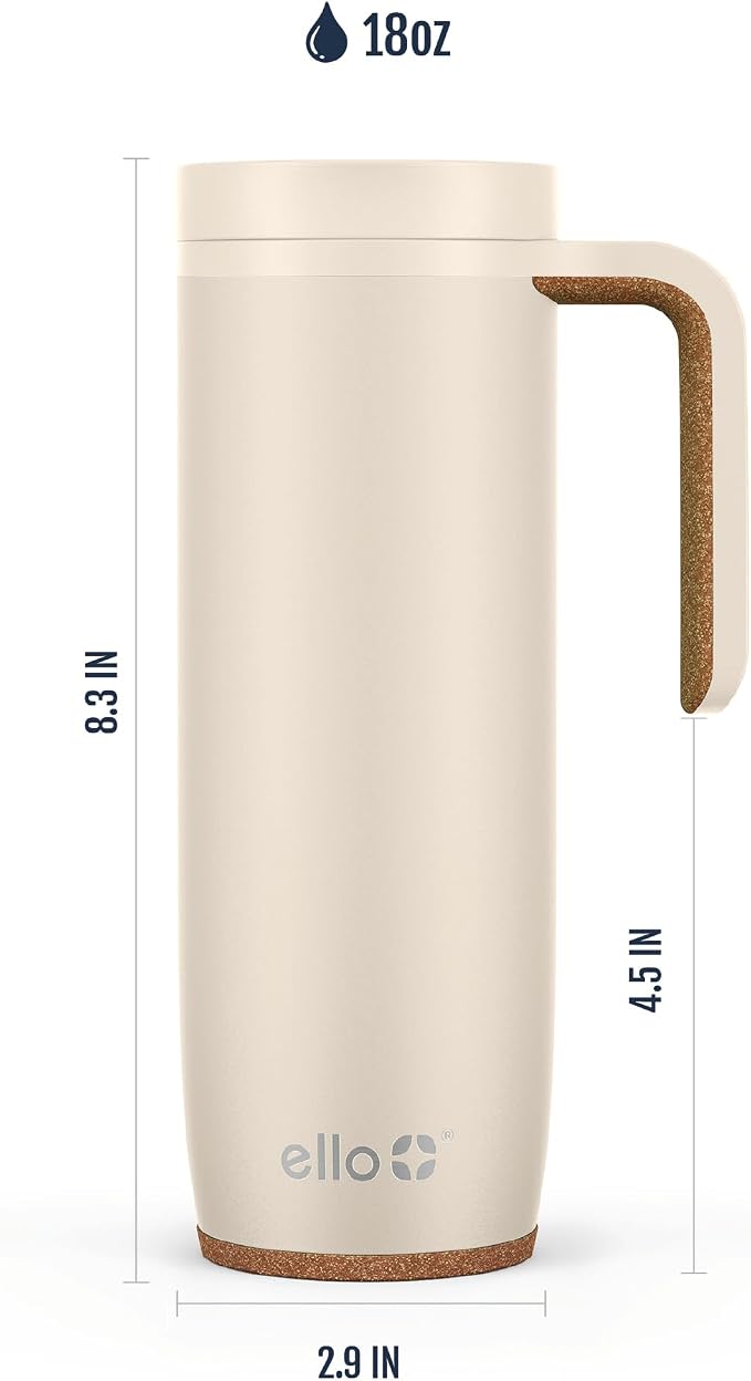 Ello Magnet 18oz Vacuum Insulated Stainless Steel Travel Mug with Side Handle and Leak-Proof Slider Lid and Built-in Coaster, Keeps Hot for 5 Hours, Perfect for Coffee or Tea, BPA-Free - Image 7