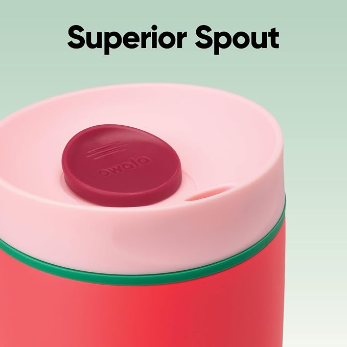 Owala SmoothSip Slider Insulated Stainless Steel Coffee Tumbler, Reusable Iced Coffee Cup, Hot Coffee Travel Mug, BPA Free 12 oz, Pink/Red (Strawberry Fields) - Image 5