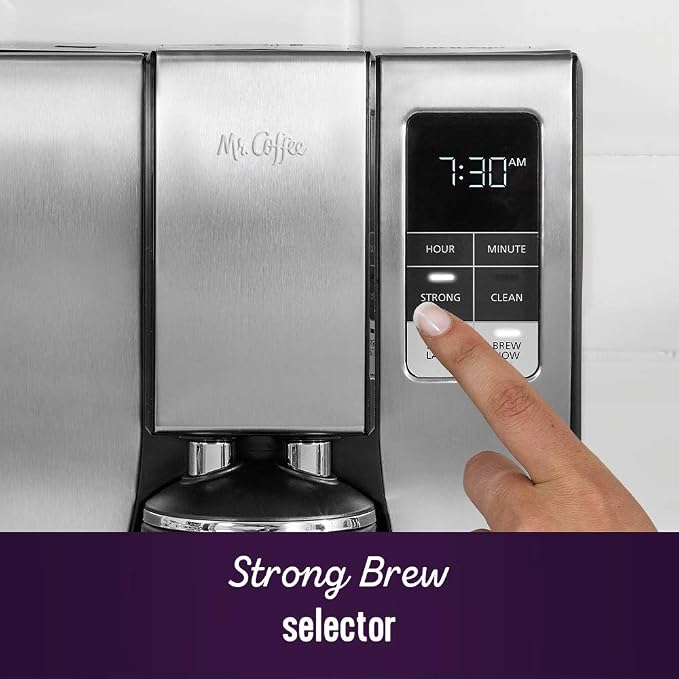 Mr. Coffee 10-Cup Programmable Coffee Maker, Insulated Thermal Carafe, Brew Strength Selection, Brew Now or Later, Stainless Steel - Image 4