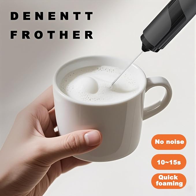 Handheld Milk Frother with Cover- 15-Second Silent Drink Mixer, Travel-Ready with ABS Sleeve, Battery-Powered for Coffee, Matcha & Shakes (With Cover) (With Cover)