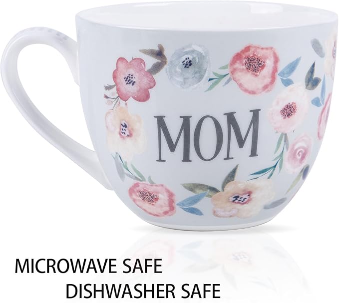 Best Mom Ever Coffee Mug - 20 oz Large Bone China Mug with Floral Design, Thoughtful Mothers Day Gifts for Mom Women, Designed in England by Harvest Green Studio - Image 5