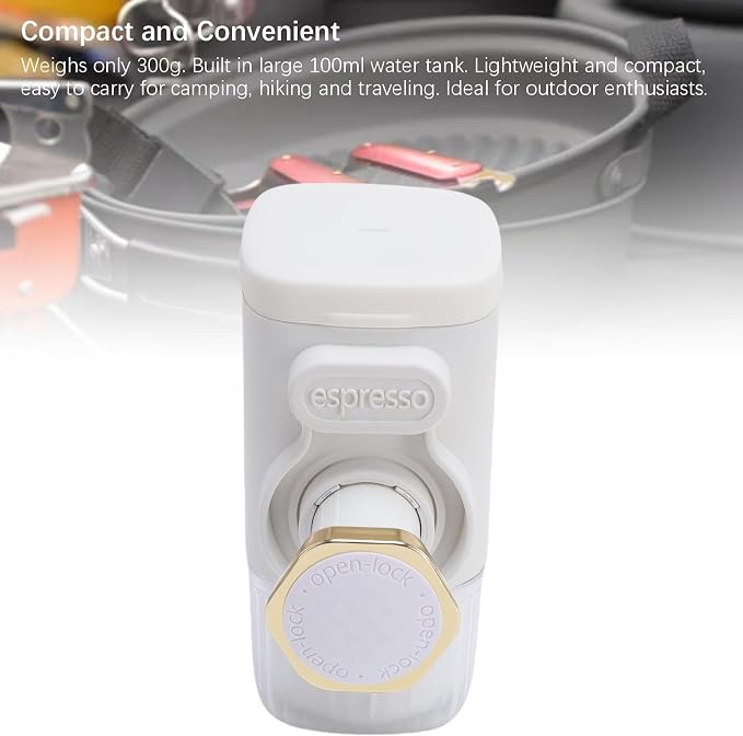 Portable Coffee Maker Lightweight and Compact Manually Operated Coffee Machine for Travel Camping Hiking ABS 100ml (White) - Image 3