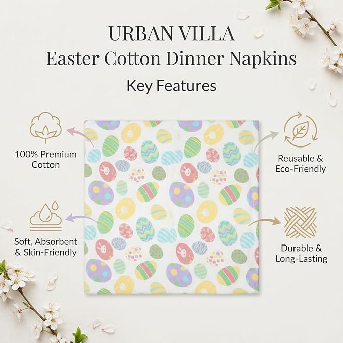 Urban Villa Cloth Napkins Cotton 20x20 (Set of 12) Egg Print - Image 2