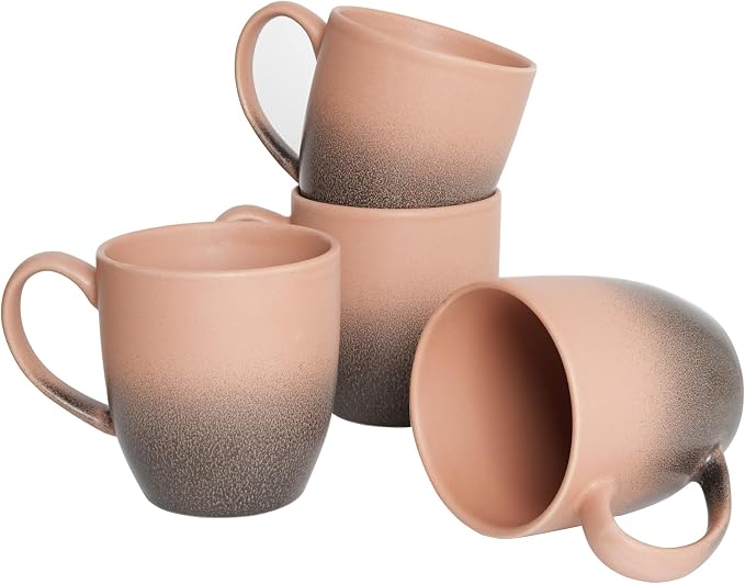 Bosmarlin Ceramic Coffee Mug Set of 4, 17 Oz, 3 Colors to Choose, Tea Cups, Dishwasher and Microwave Safe, Reactive Glaze… (Gradient Rose Beige, 17 Oz) by Bosmarlin