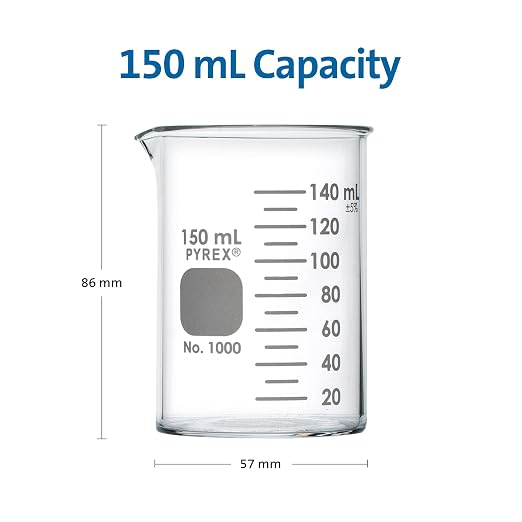 PYREX Griffin Borosilicate Glass Beaker- Low Form Graduated Measuring Beaker with Spout– Premium Scientific Glassware for Laboratories, Classrooms or Home Use- PYREX Chemistry Glassware, 150mL, 12/Pk - Image 2