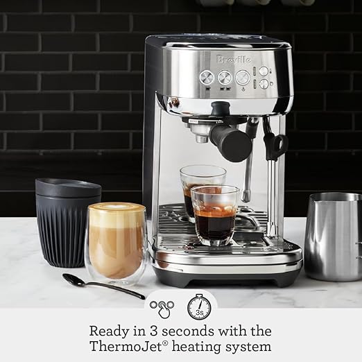 Breville BES500BTR Bambino Plus Espresso Machine, Black Truffle | Make café-quality espresso, lattes and cappuccinos at home with this compact, semi-automatic coffee maker for home baristas - Image 2