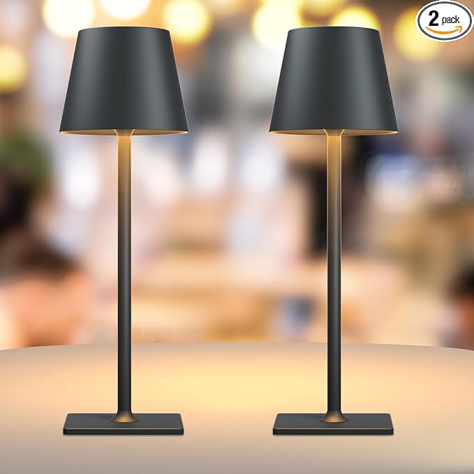 Yogaret 2 Pack Rechargeable Table Lamps,Cordless Lamp with 6000mAh Battery Operated, Portable Indoor/Outdoor Table Lamp for Patio Restaurant Home Dinner Dining Kitchen,Waterproof & Wireless | Portable table lights set of 2 wireless battery operated lam... by YogaretCeilingLight