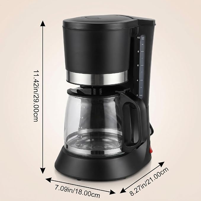 Asixxsix AutomaticCoffeeMaker, 1.2L Glass Carafe Coffee Machine, Removable Glass Coffee Pot, Compact Design, Kitchen Essentials & Accessories - Image 5
