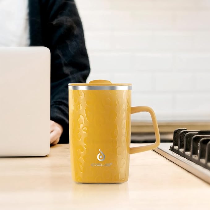 Ideus 16 oz Insulated Stainless Steel Coffee Mug with Lid, Leopard Honey | Perfect for home, office, or daily use| Easy to clean wide mouth| Sweat-proof| On the go - Image 8