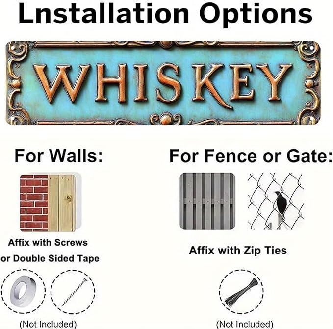 Bar Sign Bar Gifts Vintage Metal Wall Decor Sign"WHISKEY" Street Sign Funny Man Cave Decor Accessories for Home, Bar, Bathroom, Bedroom Unique Retro Tin Signs for Outdoor 4 X 16 inches - Image 5