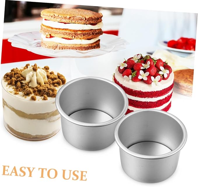 Ciieeo 6-Piece Removable Bottom Round Cake Pans Set 2-Inch Aluminum Alloy Baking Tins for Mini Cakes Nonstick Easy Clean Suitable for Home Baking - Image 3
