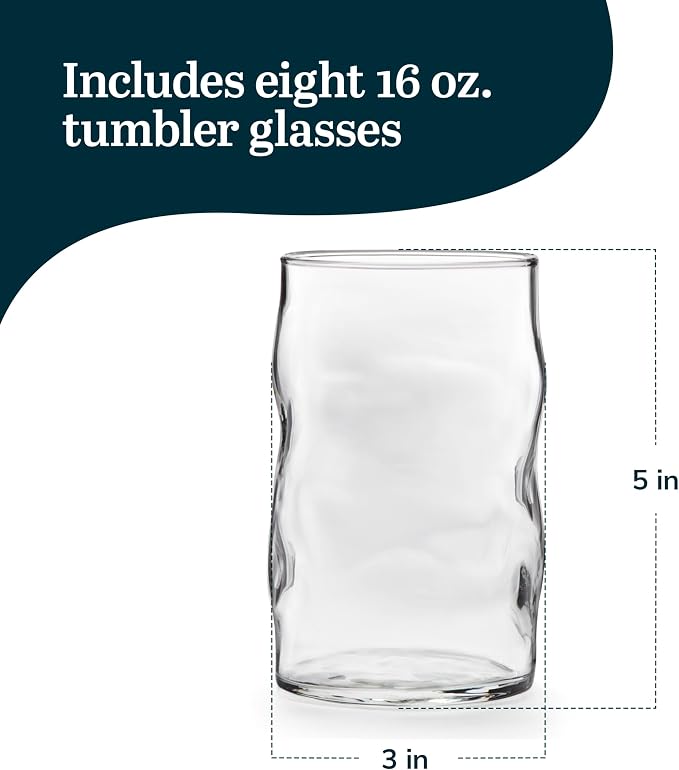 Libbey Lava Tumbler Drinking Glasses, All Purpose, Molten Groove Glasses Set of 8, Tactile, Tall Drinking Glasses for Water, Cocktails - Image 3