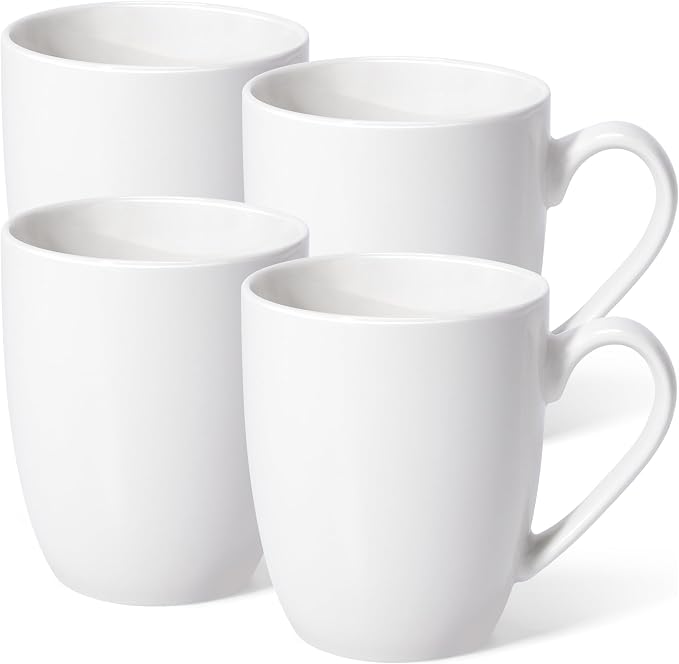 Urbanstrive 16 oz Large Coffee Mugs Set of 4 Ceramic Coffee Mug White Coffee Cups Tea Cups Idea Gift for Women Men House Warming Gifts New Home Office, White 4 Pack by Urbanstrive