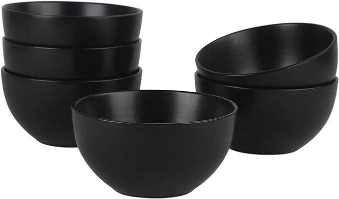 10 Strawberry Street Wazee Matte 5.5"/16oz Cereal Bowl, Set of 6, Black by 10StrawberryStreet