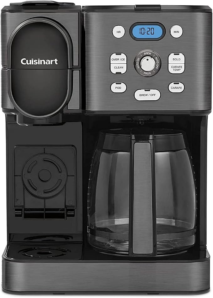 Cuisinart 12-Cup Coffee Maker, Single-Serve Brewer Glass Carafe, Automatic Hot & Iced Coffee Machine, Brew Strength Control and Brew Pause, SS-16BKS, Black Stainless Steel by Cuisinart