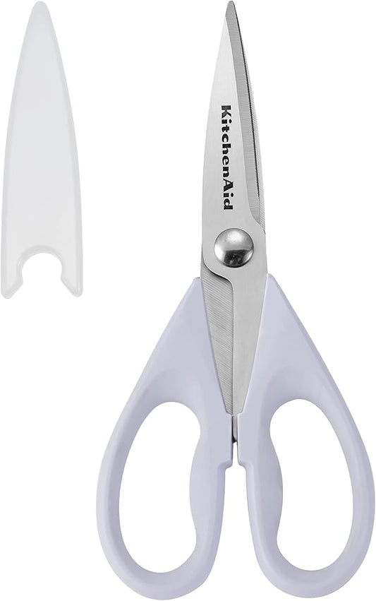 KitchenAid All Purpose Kitchen Shears with Protective Sheath Durable Stainless Steel Scissors, Dishwasher Safe, Soft Grip Comfort Handle, 8.72 Inch, Lavendar Cream by Unknown