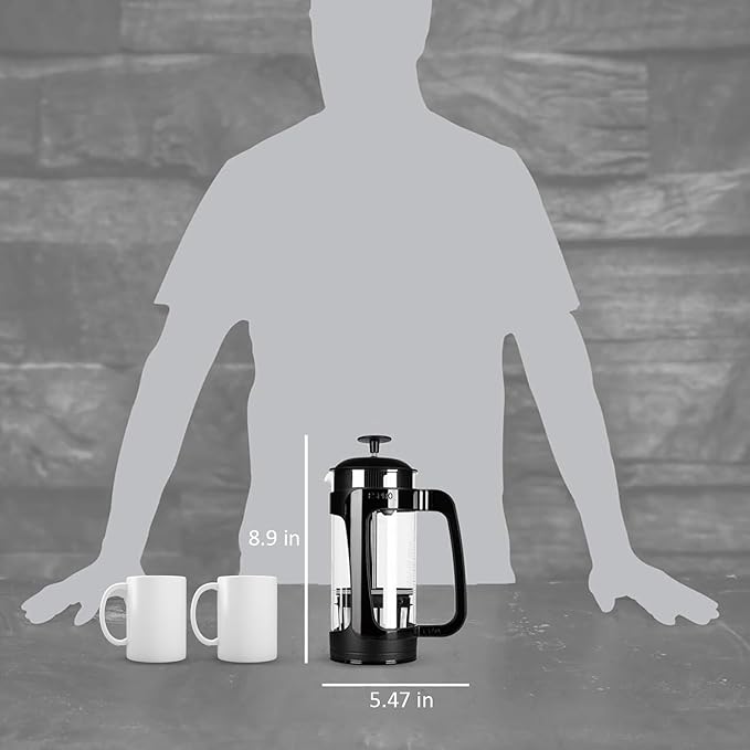 ESPRO P3 French Press Coffee Maker – Patented Double Micro-Filter for Grit-Free Brew, Heat Resistant thicker Borosilicate Glass Coffee press – (18 oz)