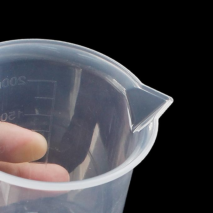 Waziaqoc 200ml/6.8oz Plastic Graduated Beaker (1 Pack), Transparent PP Measuring Cup Mixing Cup for Kitchen Lab