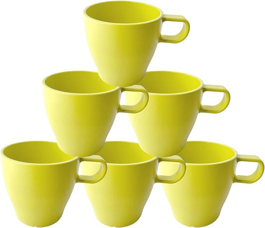 10 oz Coffee cups Eco-Friendly, Shatter-Resistant Mug with Hanging Ears | Thickened Porcelain-Like Material | Suitable for Both Commercial and Home use(6-pack) (Green) by GESHUPOR