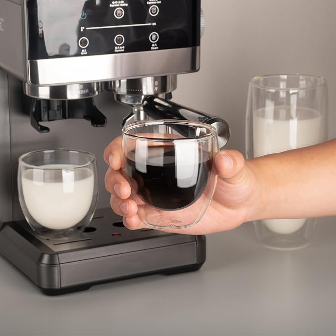 5.5oz Glass Coffee Mugs Set of 4, Double Walled Espresso Cups for Latte Cappuccino Cocoa Milk Cafe Juice, Clear Glass Tea Cup Set Glassware Gift for Christmas Birthday (5.5oz-4Pack) - Image 2