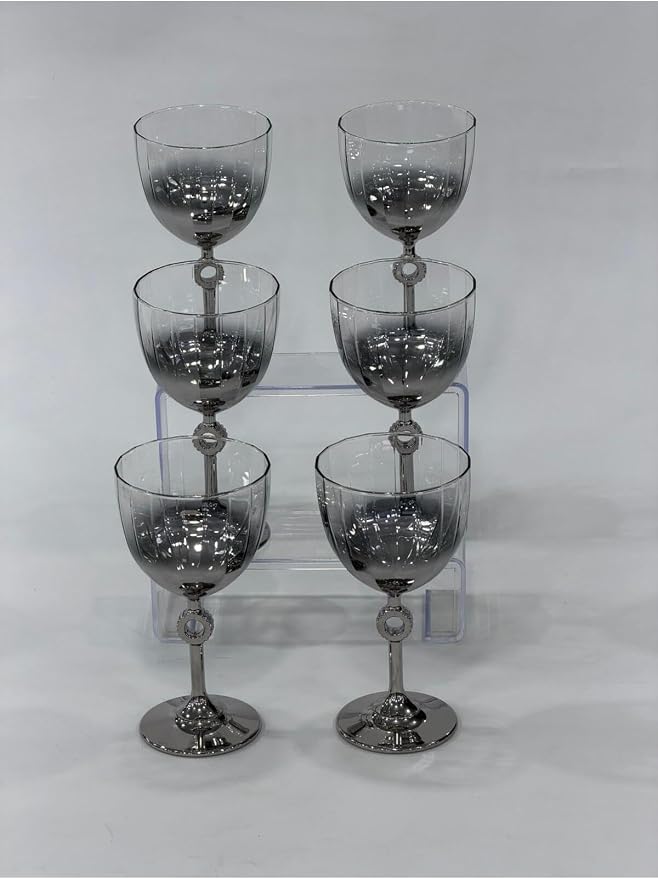 Decorative Glass Tumbler Set of 6 - 9.5 fl oz Capacity with Silver Accents - refined Crystal Look Drinkware for Water, Juice, and Beverages - appropriate for Parties and Daily Use - quality Glassware - Image 7