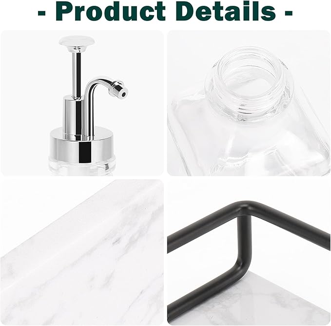 Coffee Syrup Dispenser for Coffee Bar, Clear Glass Syrup Bottles with Pump, Refillable Maple Syrup Storage, Coffee Station Accessories and Organizer, 500ml, Set of 2 + Tray (Chrome Finish)