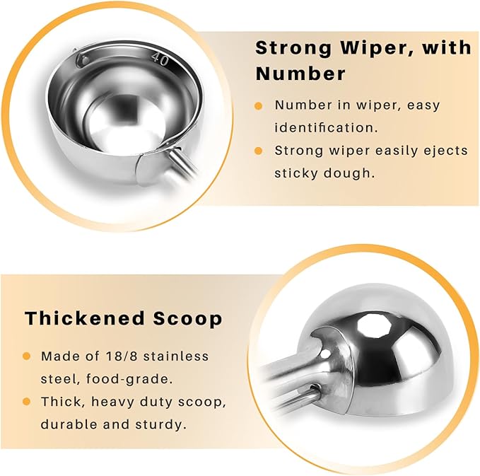 Small Cookie Scoop 1 Tablespoon, Size #60 Cookie Dough Scoop, 1 Tbsp Cookie Scoops for Baking, Selected 18/8 Stainless Steel, for Making Cookies, Melon Ball, Ice Cream