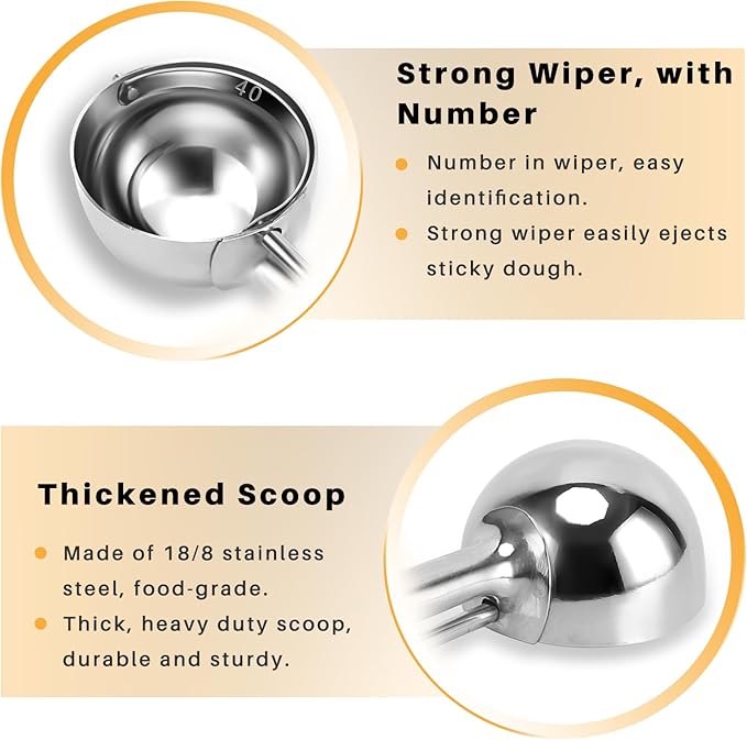 Mini Cookie & Melon Ball Scoop, 2 Teaspoon/10ml/0.33 OZ, 18/8 Stainless Steel