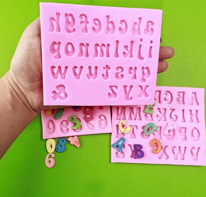 Letters Molds and Numbers Molds, Silicone Fondant Mold Chocolate Molds, 0-9 Number and 26 Letters Silicone Molds for Baking Desserts and Cake Decoration (3 pack) - Image 4