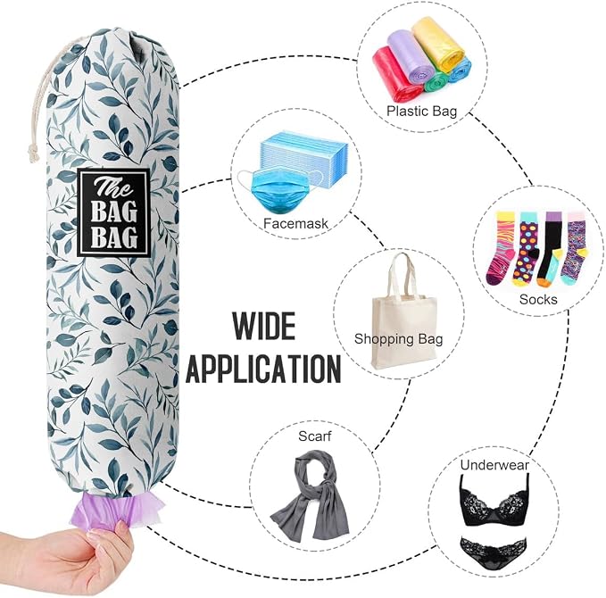 The Bag Grocery Bag Holder, Leafage Grocery Bags Holder Organizer, Wall Mount Plastic Bags Storage Container Dispensers, Kitchen Gifts For Women Family Friends Grandma Mom(E-6) - Image 4