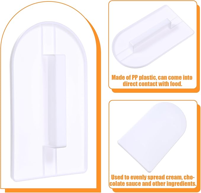 2 PCS Fondant Smoothing Tool, Cake Decoration Icing Smoother Tool, Sugarcraft Scraper Paddle, Fondant Polisher Finisher, White PP Plastic, 5.7" x 3.1"