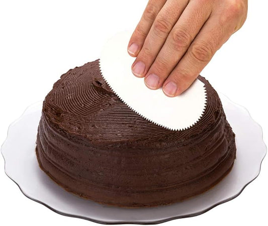 Restaurantware Pastry Tek 4.8 Inch x 2.5 Inch Cake Scraper 1 2-Pattern Cake Smoother - Fine Tooth Edges Straight Edges Metal Icing Smoother Hanging Hole For Decorating Or Sculpting Desserts